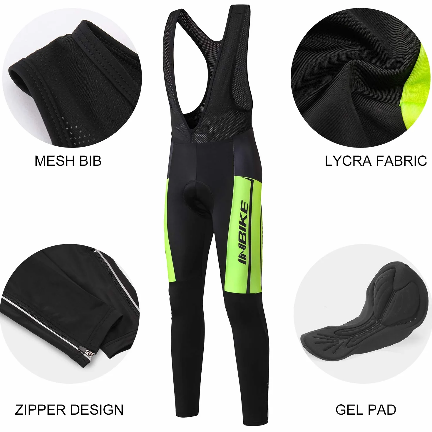 INBIKE Pantalon Cyclisme Homme Respirant Cuissard avec 3D Coussin Rembourré Bretelle Vélo Séchage Rapide pour Ski, VTT, Randonné S-3XL(XML-ST-02)