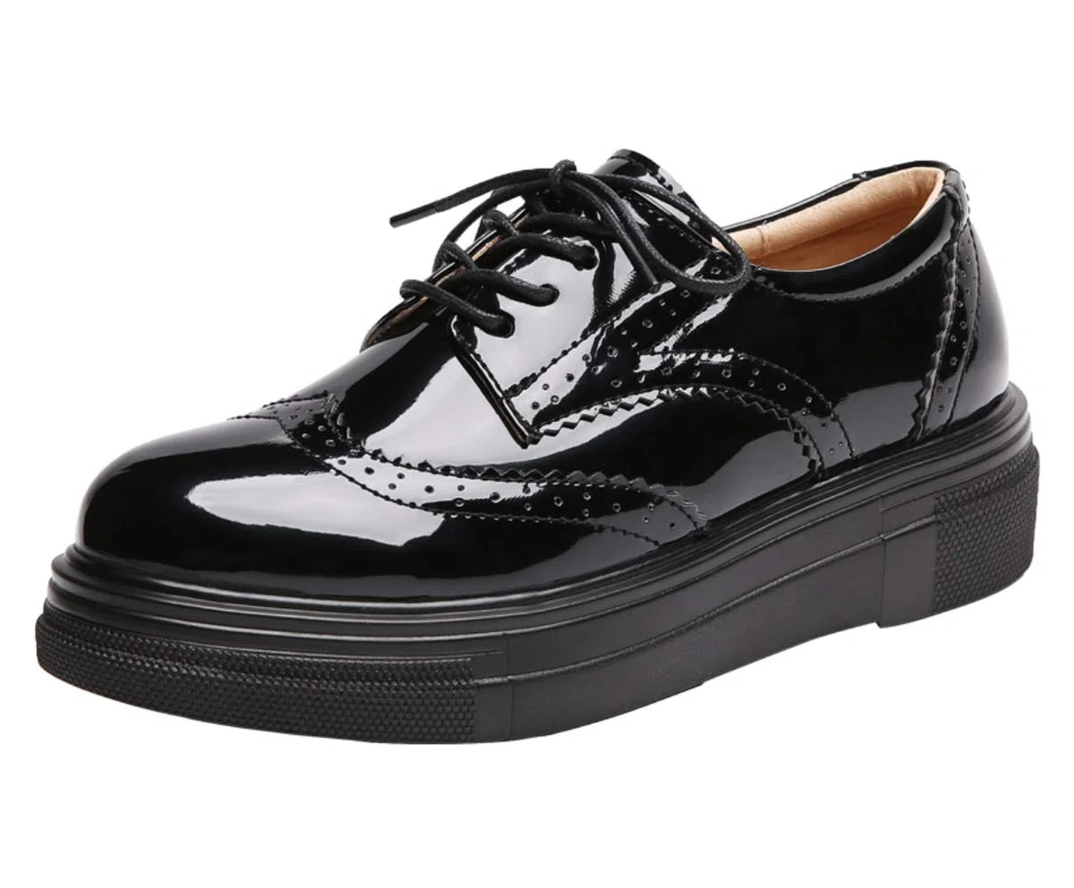 DADAWEN Femme Chaussures de Ville à Lacets Brogues Derbies Mocassins en Cuir Casual Mode Antidérapantes
