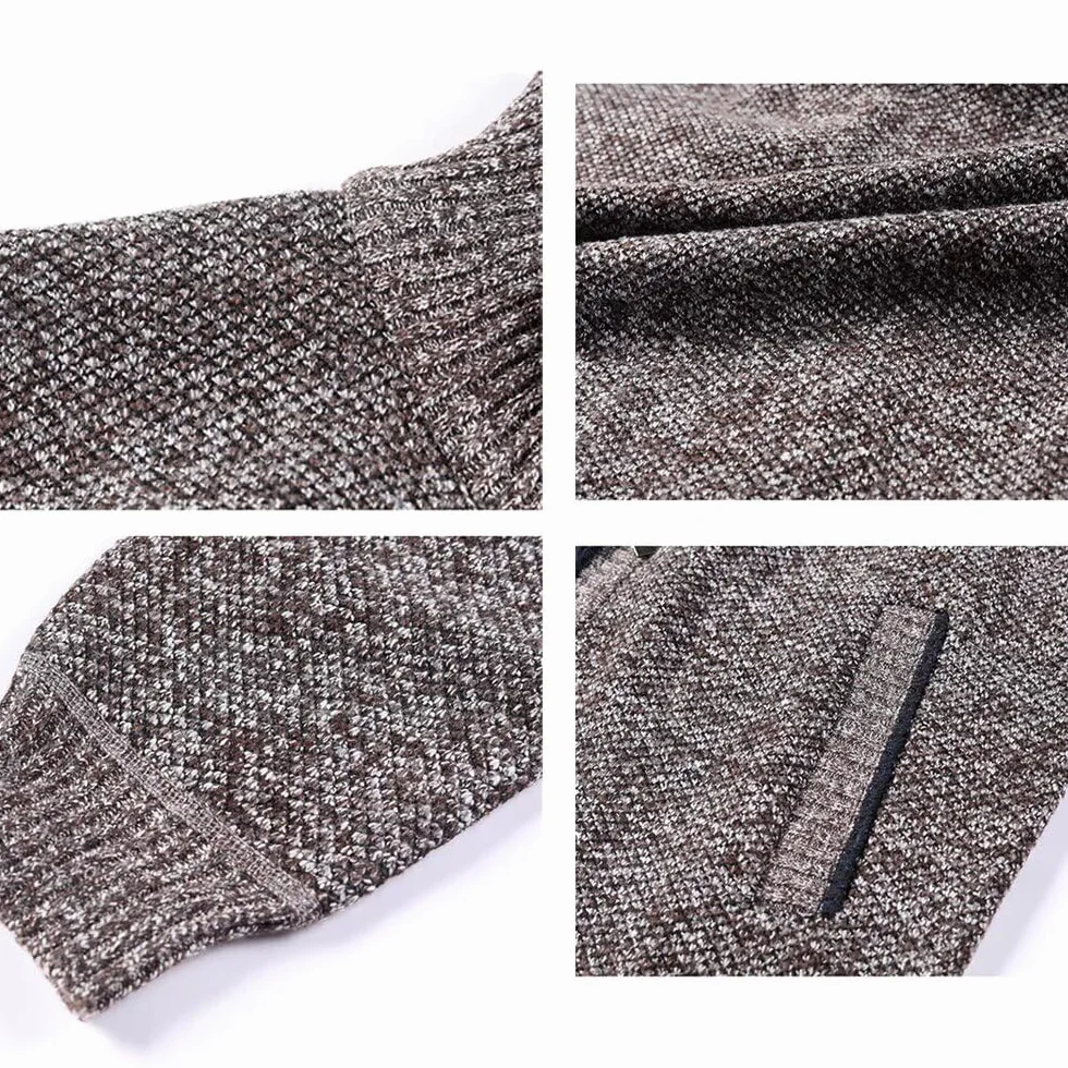 Homme Cardigan Veste en Maille Ouvrez-Front Zippé Gilet Automne Hiver avec Poche Gilet Veste en Maille pour Homme avec Col Droit