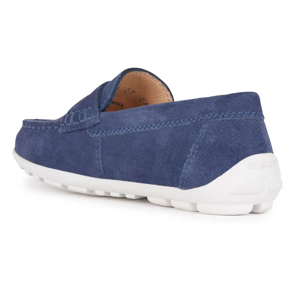 Geox J New Fast Boy A Moccasine, Bleu Marine/Blanc, 34 EU