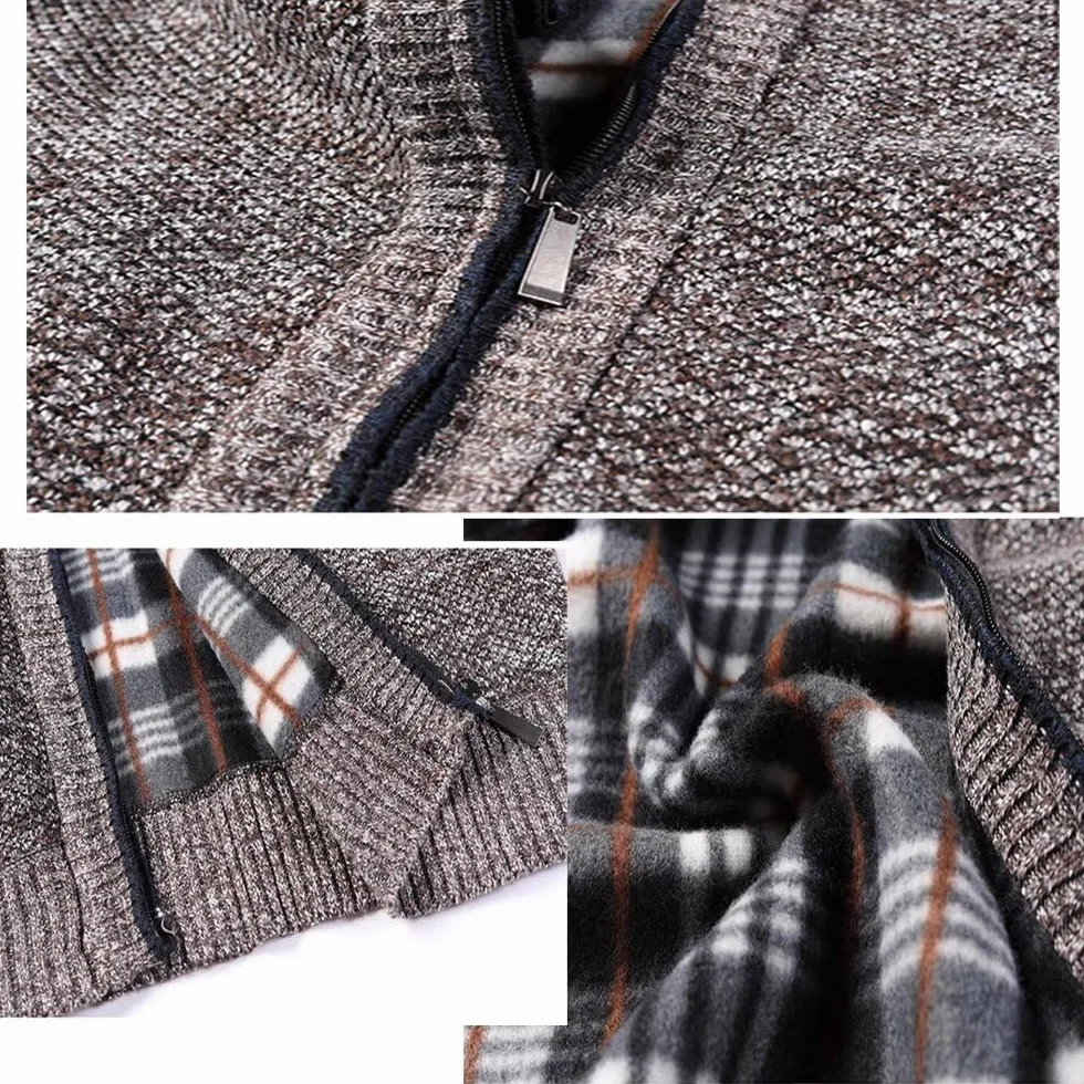Homme Cardigan Veste en Maille Ouvrez-Front Zippé Gilet Automne Hiver avec Poche Gilet Veste en Maille pour Homme avec Col Droit