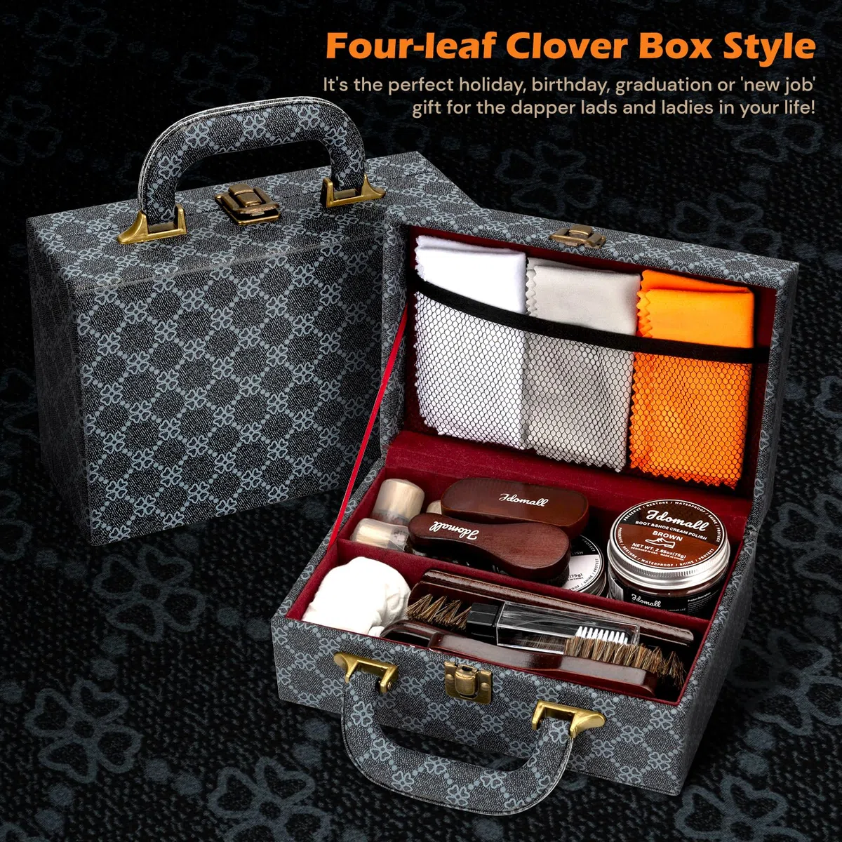 Kit de cirage pour chaussures 16 pièces-noir,marron et neutre,Brosse de Polissage,Chiffon à Lustrer et plus-Le cadeau parfait pour un ensemble d’entretien de chaussures et de bottes en cuir