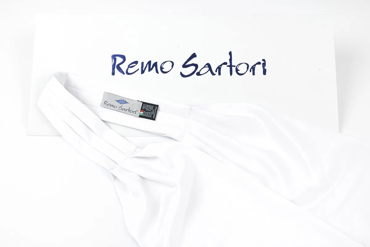 Remo Sartori Uni Cravate Ascot Foulard, 100% Soie, doubles-pointées, Fabriqué en Italie, Homme
