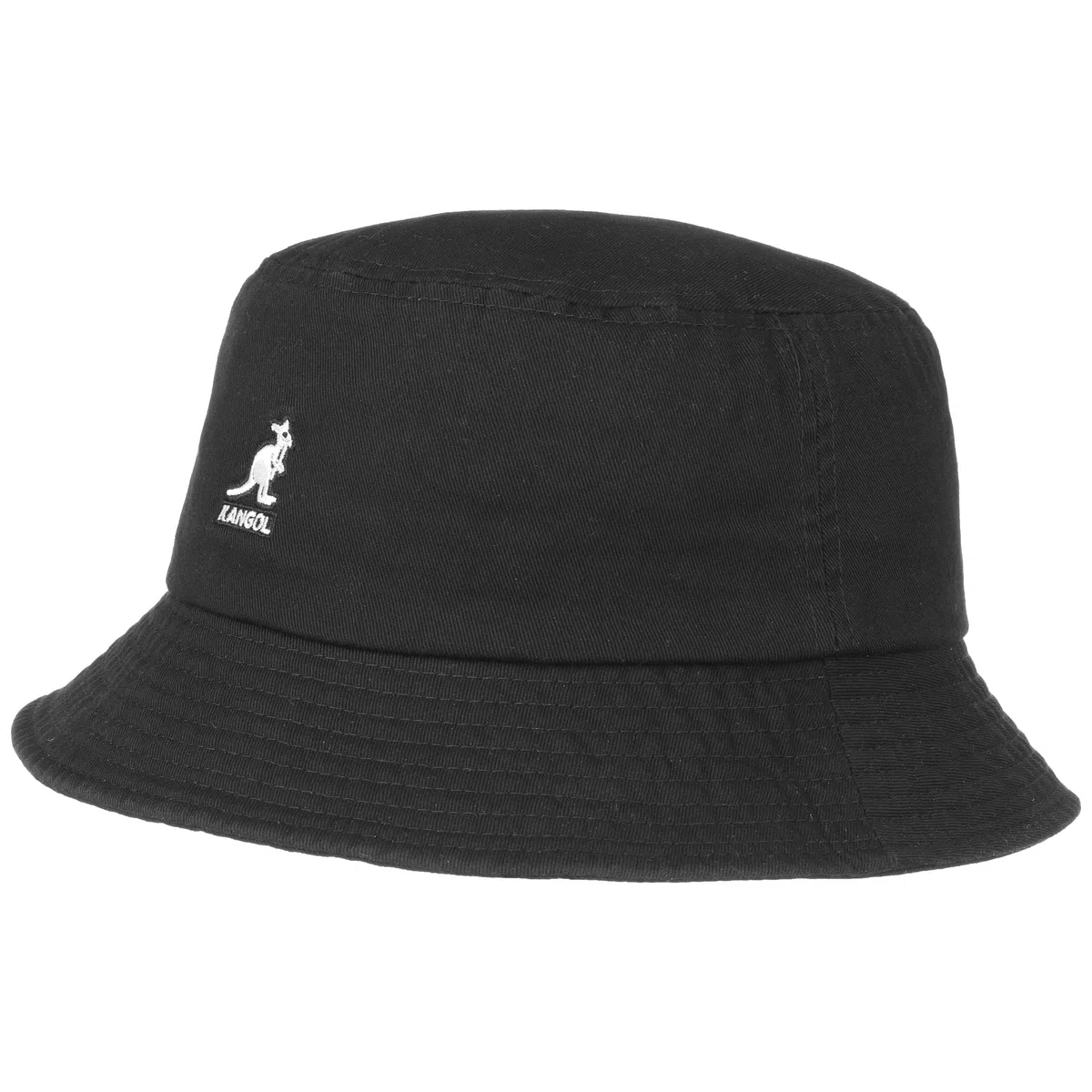 Kangol Chapeau Washed Bucket Hat Femme/Homme - de Plage D'Ete Peche Printemps-ete Ete - L (58-59 cm) Noir