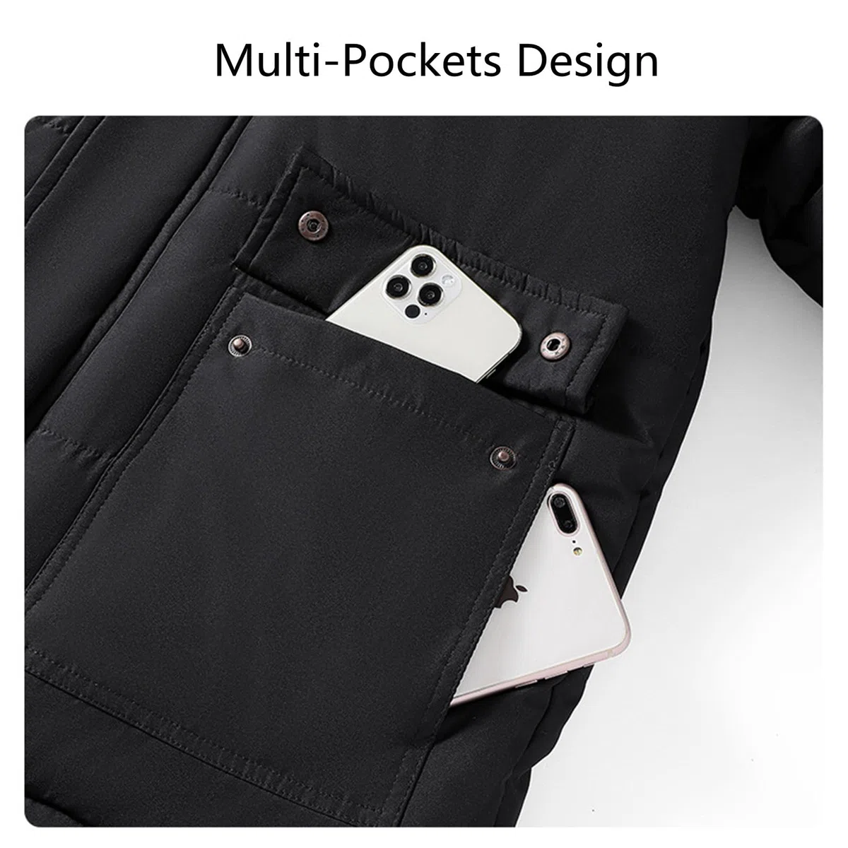 ANUFER Hommes Thermique Hiver Veste Parka Doublure épaisse en Peluche Coton Rembourré Manteau avec Capuche de Fourrure Détachable