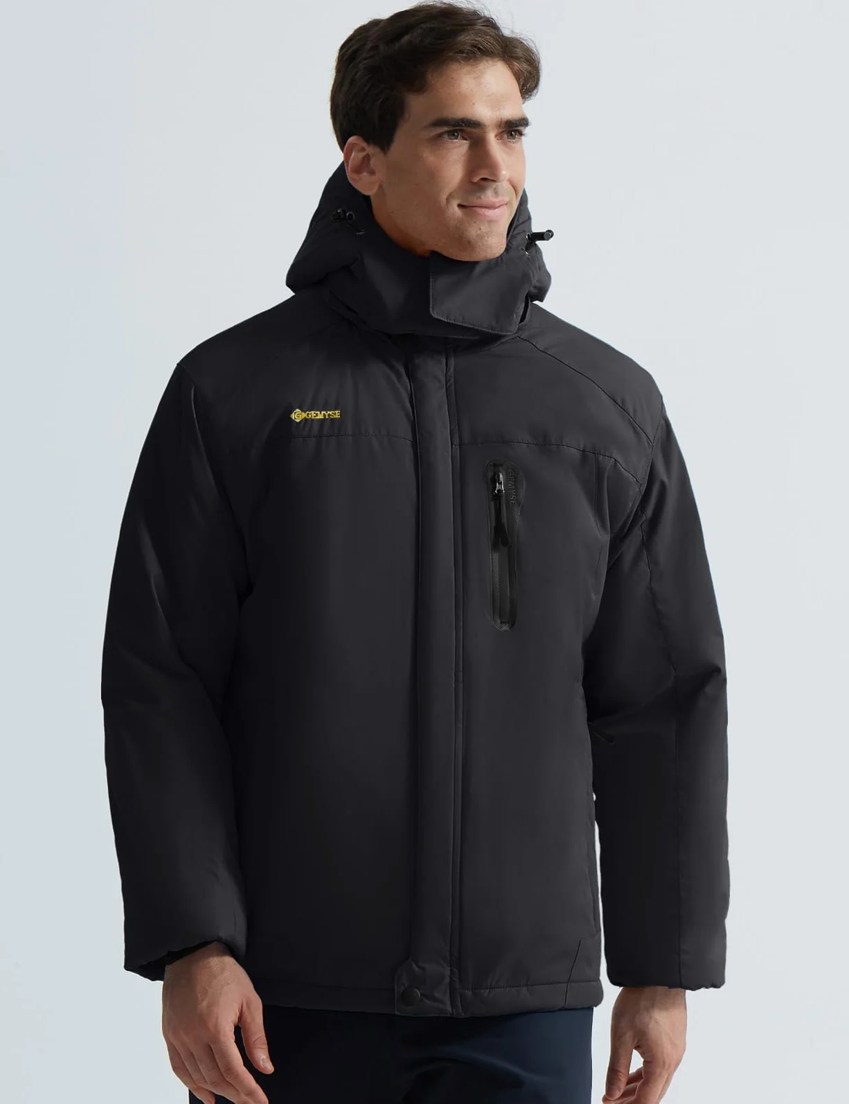 GEMYSE Veste de Ski Homme Imperméable Coupe-Vent avec Capuche Manteau Chaud pour Hiver Montagne et Randonnée