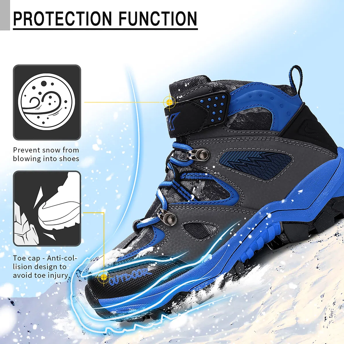 ELAPHURUS Chaussures en Coton pour Enfants Bottes de Neige d'hiver Garçon Fille Antidérapantes Bottes