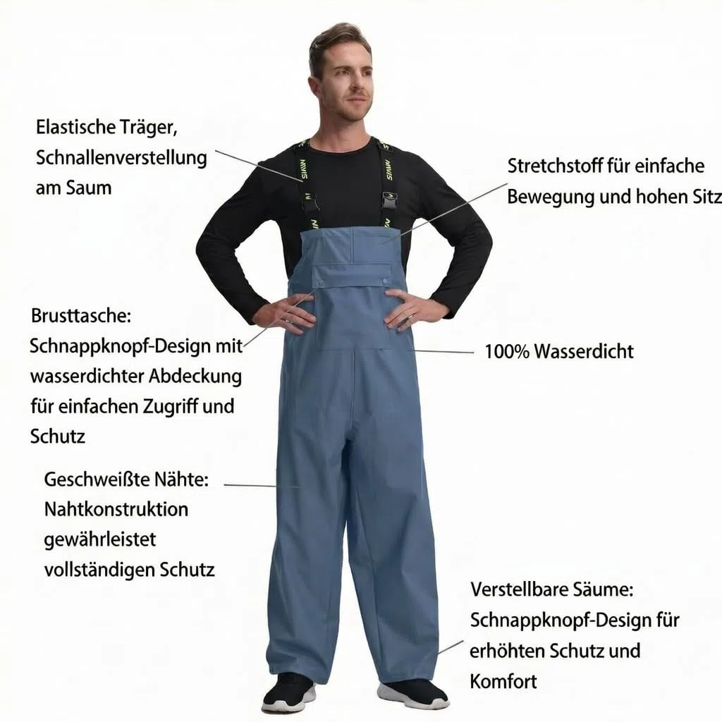 Pantalon Salopette Imperméable Homme 12000mm - Salopette de Pluie Robuste en PU pour pêche, Chantier et Jardinage P03
