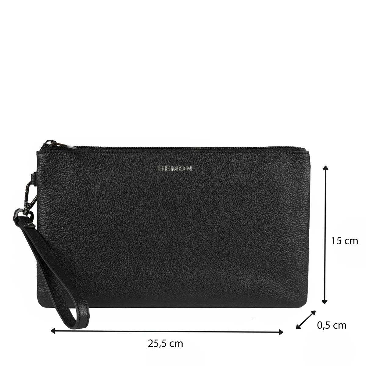 BEMON Pochette en cuir grainé pour homme Enzo, porté main, 15 x 23 x 4 cm