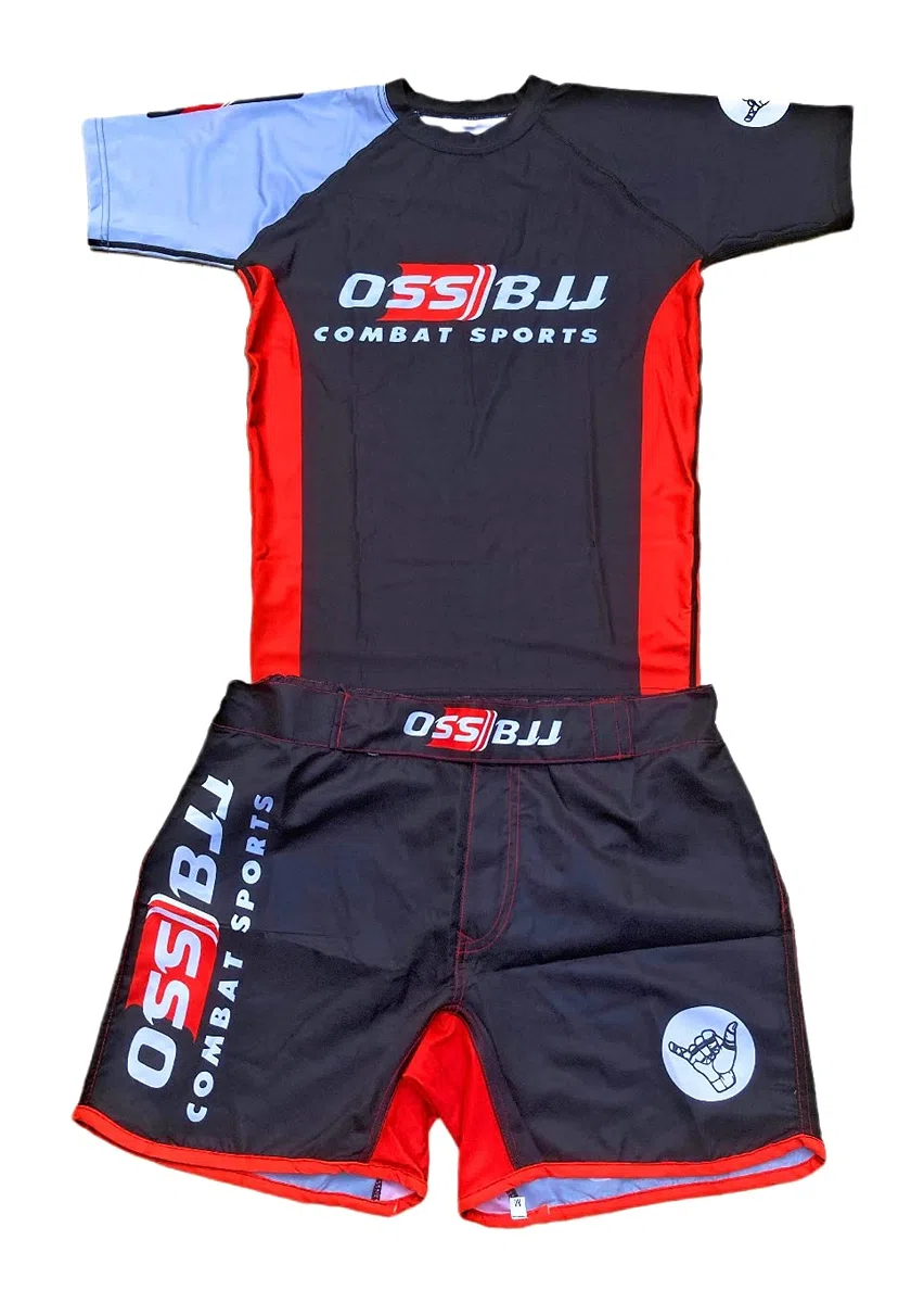 Ensemble de 2 pièces pour homme de jiu-jitsu, haut de compression et short de jiu-jitsu, maillot de bain pour homme, sans GI, MMA, noir