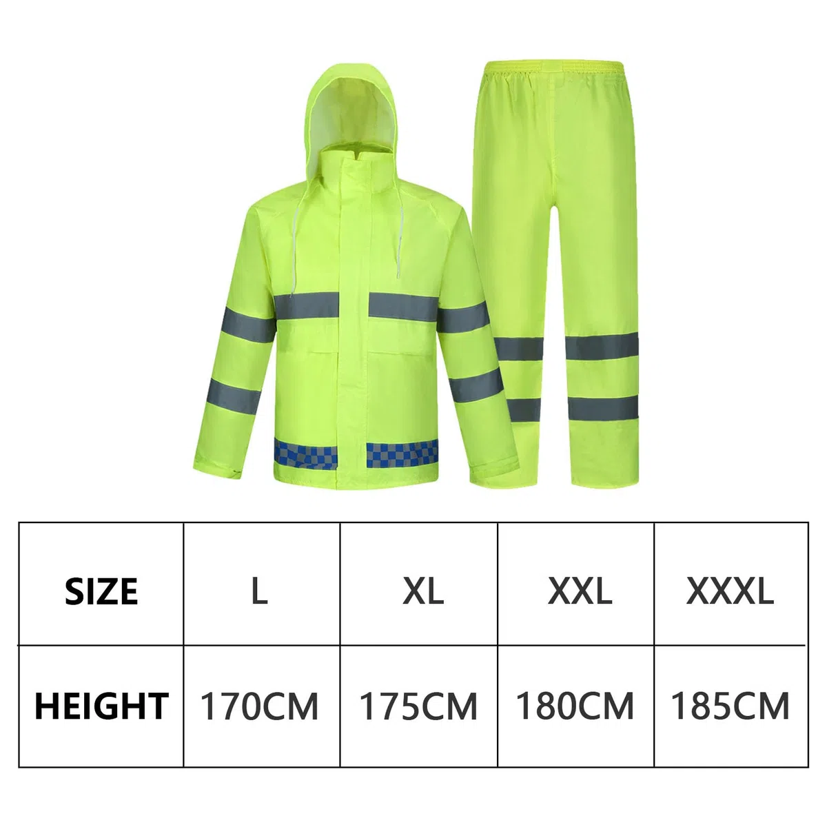 Combinaison de pluie – Veste imperméable respirante avec bandes réfléchissantes | Défenseur de pluie haute visibilité, pantalon confortable pour la nuit, la route, l'extérieur