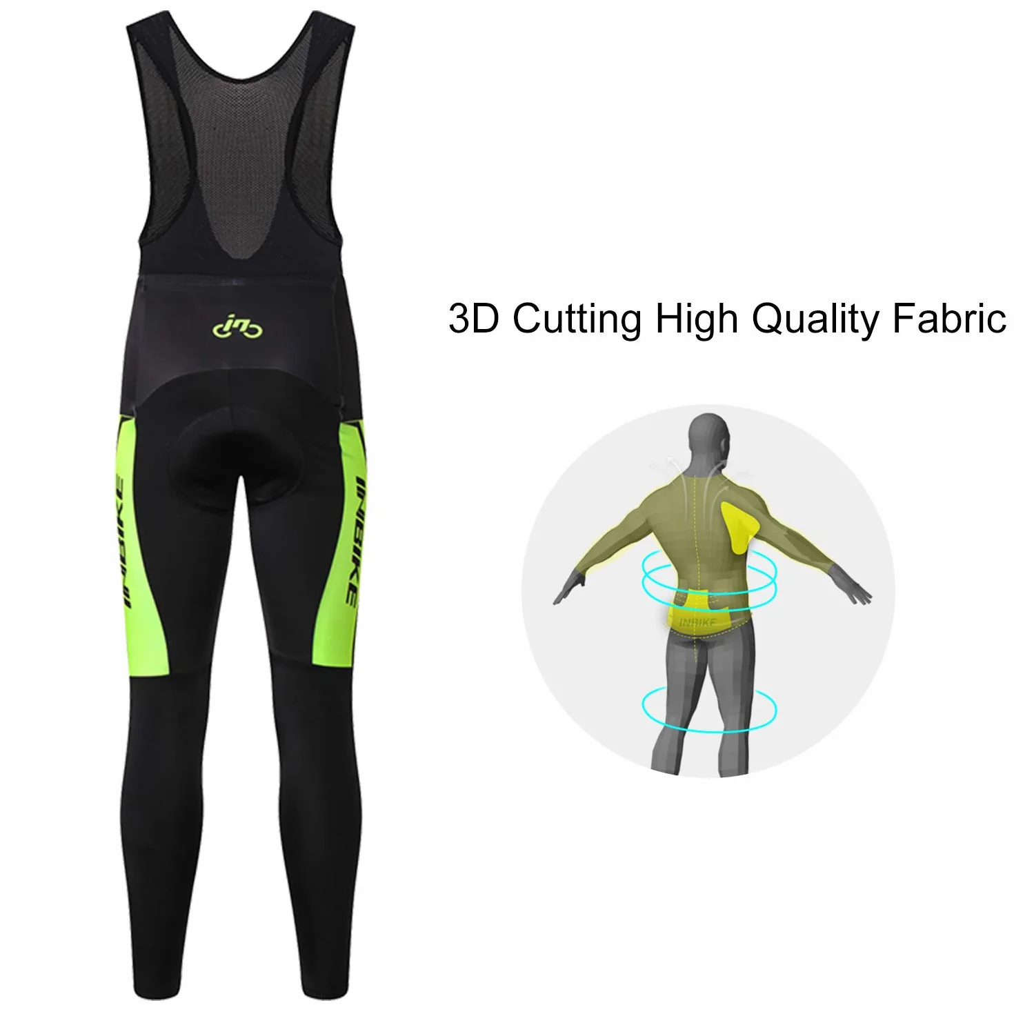 INBIKE Pantalon Cyclisme Homme Respirant Cuissard avec 3D Coussin Rembourré Bretelle Vélo Séchage Rapide pour Ski, VTT, Randonné S-3XL(XML-ST-02)