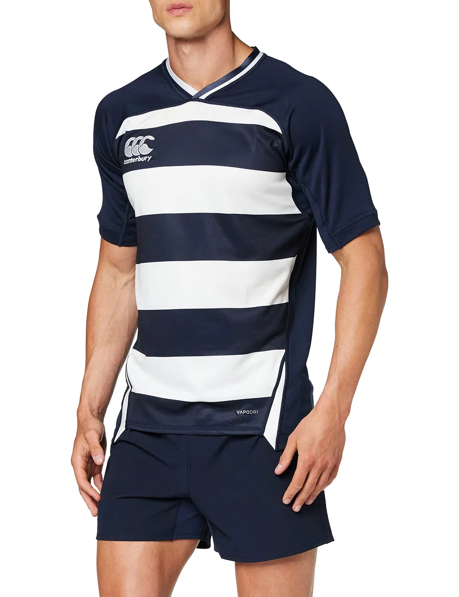 Canterbury Homme Maillot de Rugby Vapodri Evader à Rayures Horizontales | Technologie Vapodri | Coupe athlétique Professionnelle | Durable Maillot de Rugby Technique