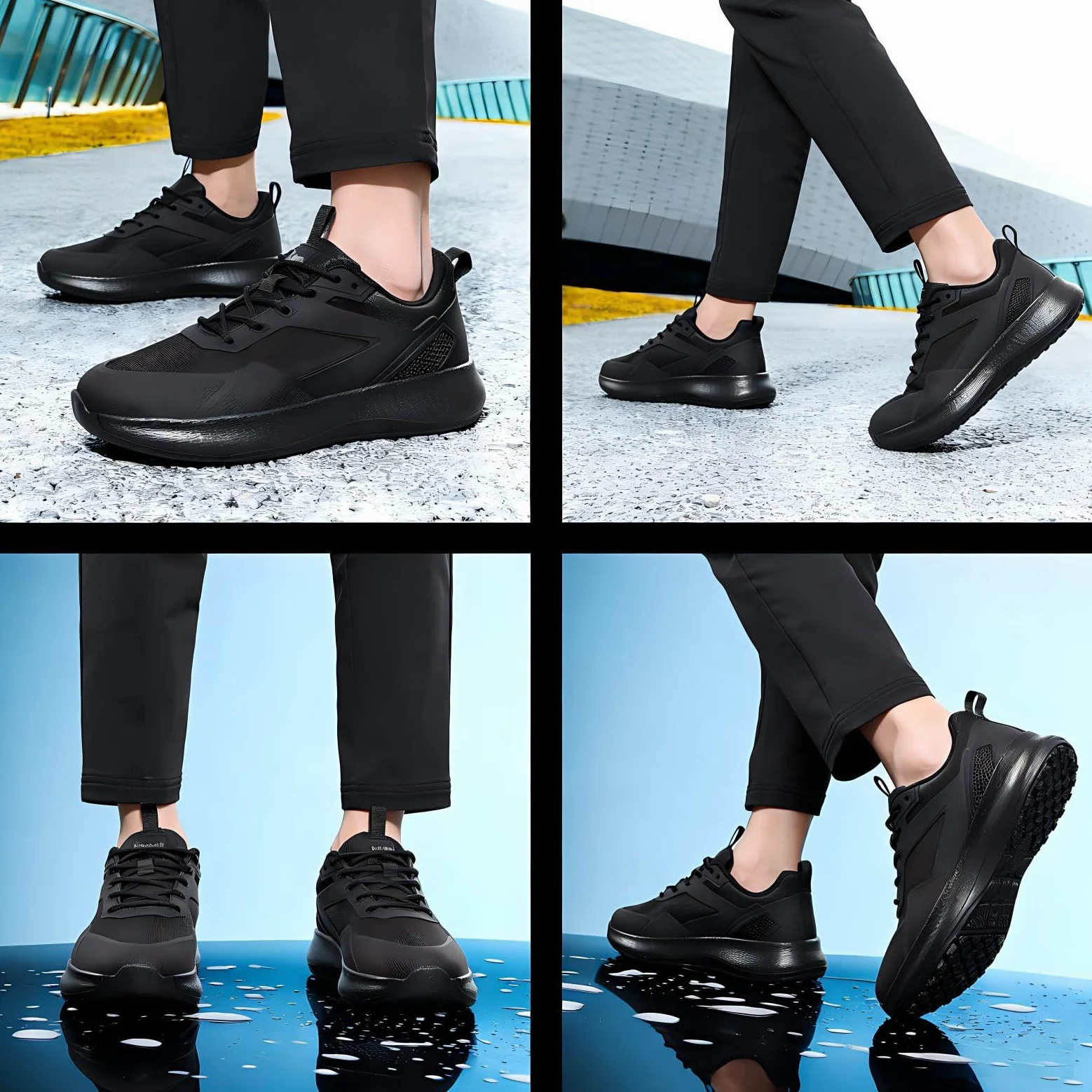 Chaussures de Cuisine Homme imperméables pour Service Alimentaire, Chaussures de Chef pour Restaurant et hôpital, Chaussures Noires