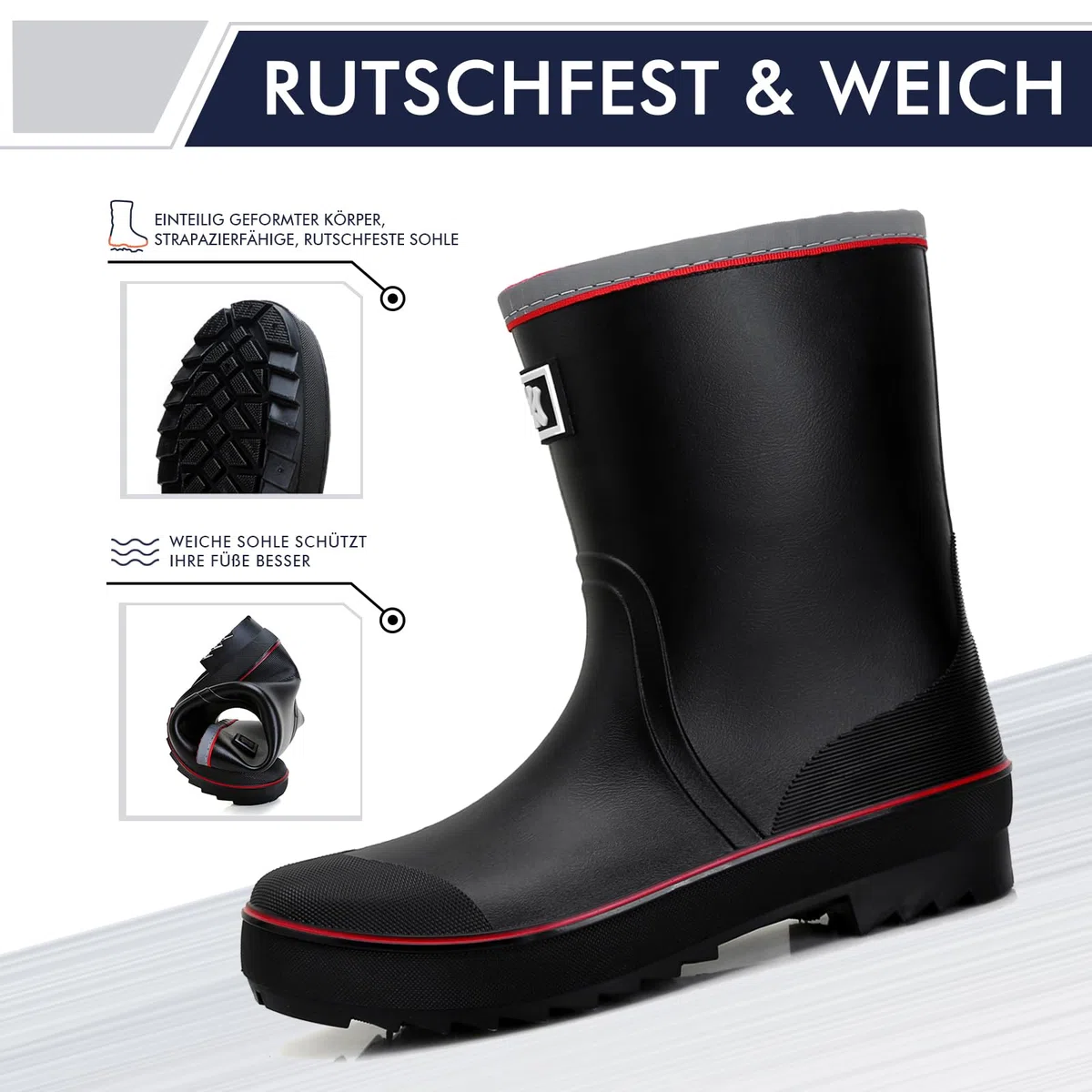 Bottes Caoutchouc Homme, Original Antidérapant étanche Confortables Légères Adulte Bottes de Pluie