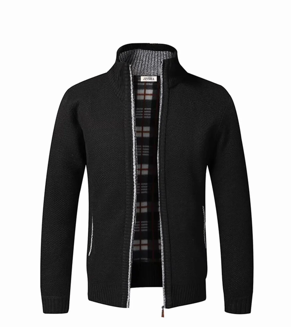 Homme Cardigan Veste en Maille Ouvrez-Front Zippé Gilet Automne Hiver avec Poche Gilet Veste en Maille pour Homme avec Col Droit