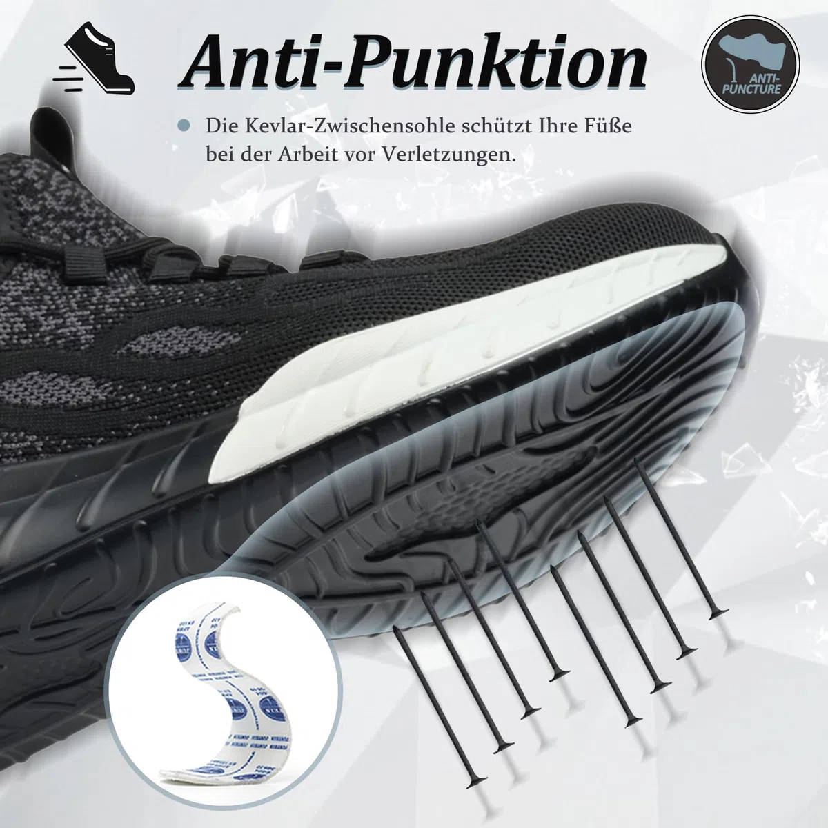 Chaussures de Sécurité Femme Légère et Confortable Basket de Sécurité Hommes Respirante Basket Antidérapante de Travail Embout Acier