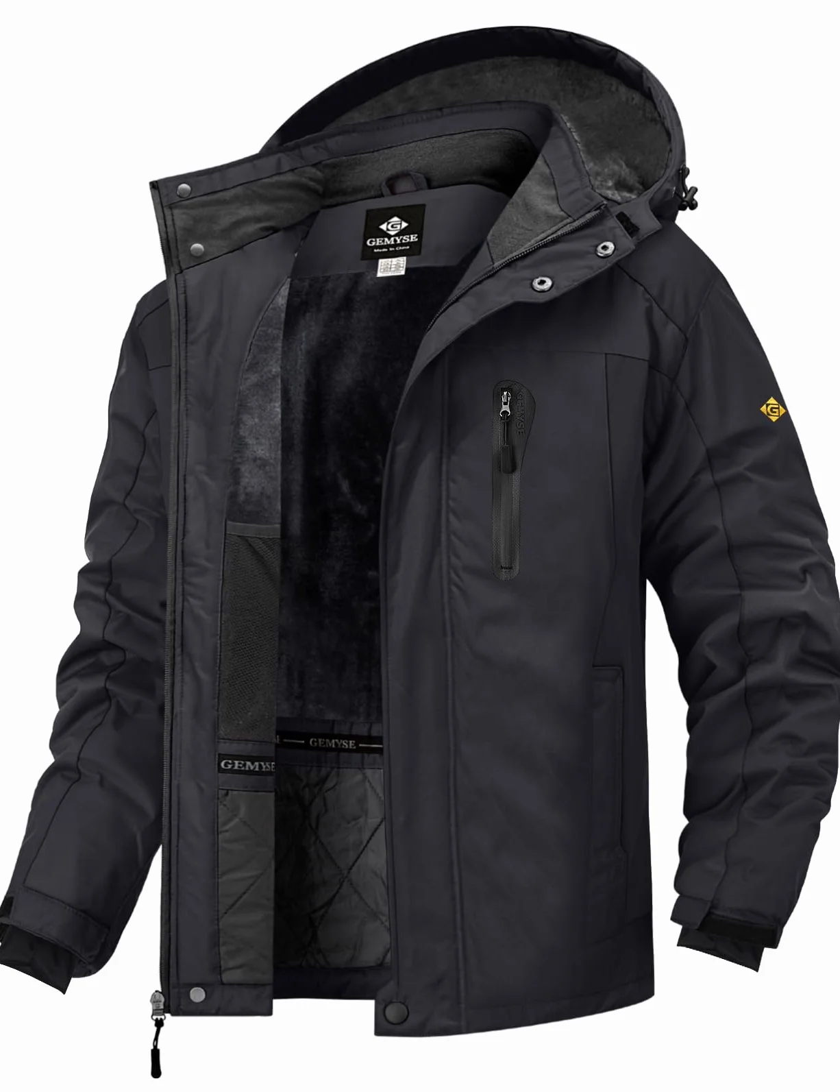 GEMYSE Veste de Ski Homme Imperméable Coupe-Vent avec Capuche Manteau Chaud pour Hiver Montagne et Randonnée