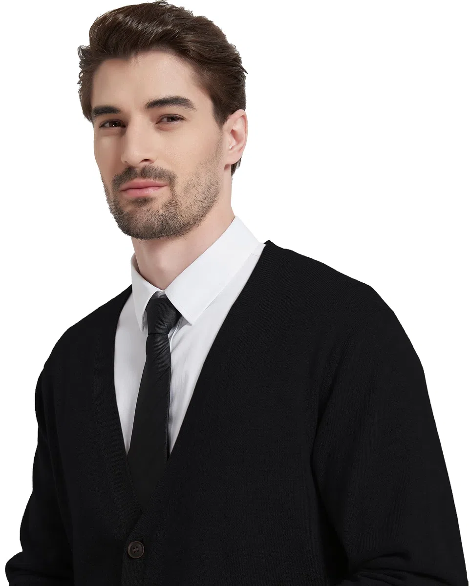 Kallspin Cardigan pour Homme en mélangé avec col en V et Boutons avec Poches