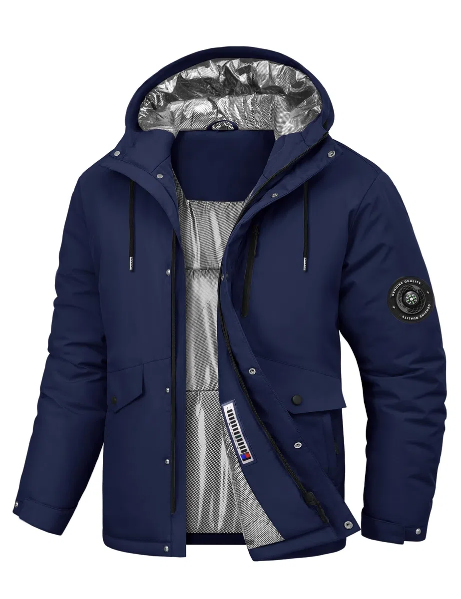 TOMEEK Manteau Homme Veste Ski Imperméable Coupe Vent Hiver Chaud Blousons Homme de Combinaisons de Ski Mesure la Température Possible Avec Capuche et Boussole