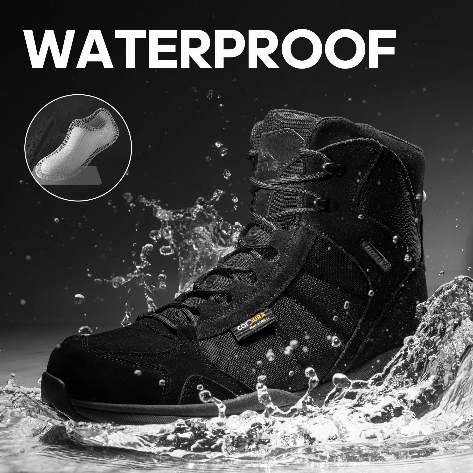 NORTIV 8 Bottes Militaires pour Hommes Imperméable Bottes de Travail Durable et Antidérapante Bottines Respirantes SNMT222M
