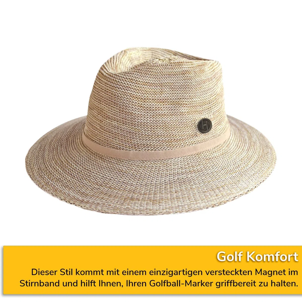 Aston Fedora Chapeau de Soleil Femme Chapeau Golf Anti UV Infroissable M/58cm Taille Ajustable