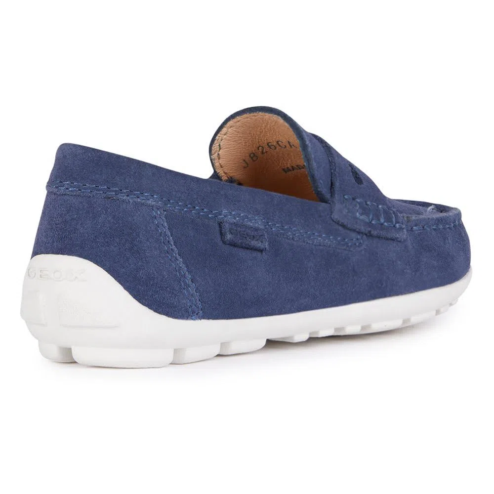 Geox J New Fast Boy A Moccasine, Bleu Marine/Blanc, 34 EU