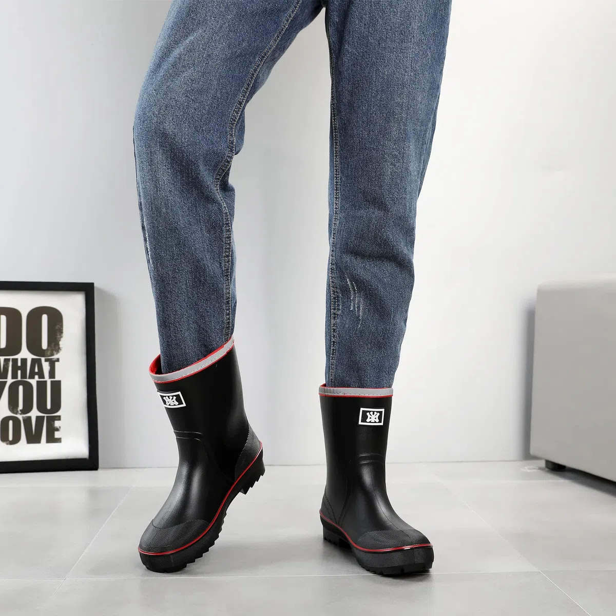 Bottes Caoutchouc Homme, Original Antidérapant étanche Confortables Légères Adulte Bottes de Pluie