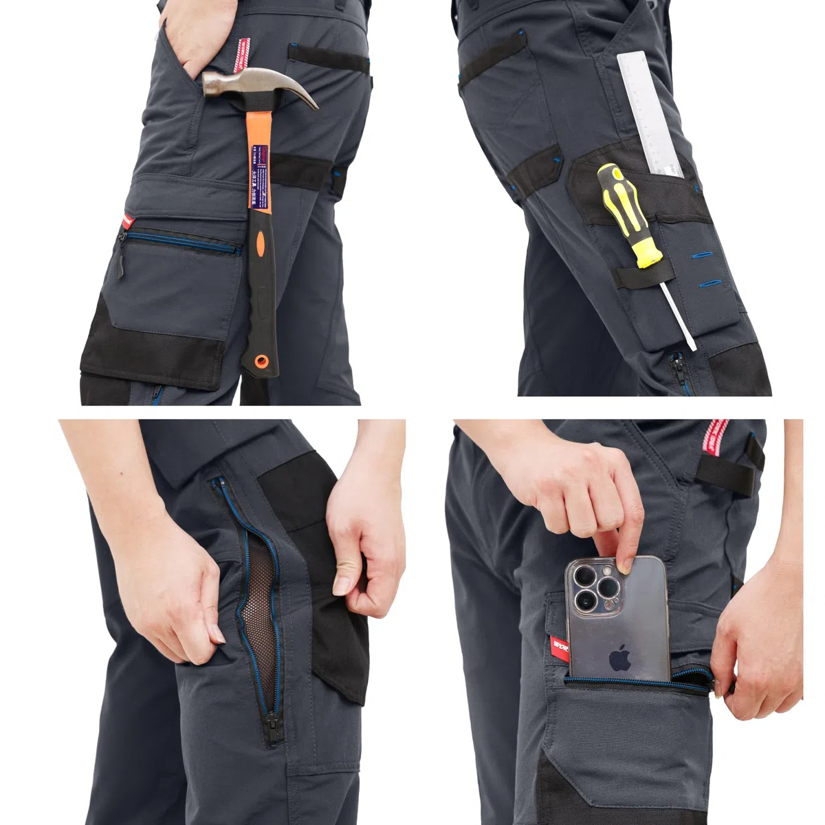 WORK IDEA Pantalon de Travail Homme Slim-Fit Stretch : Zones critiques renforcées en Cordura — élégance Robuste pour Divers Besoins Professionnels.