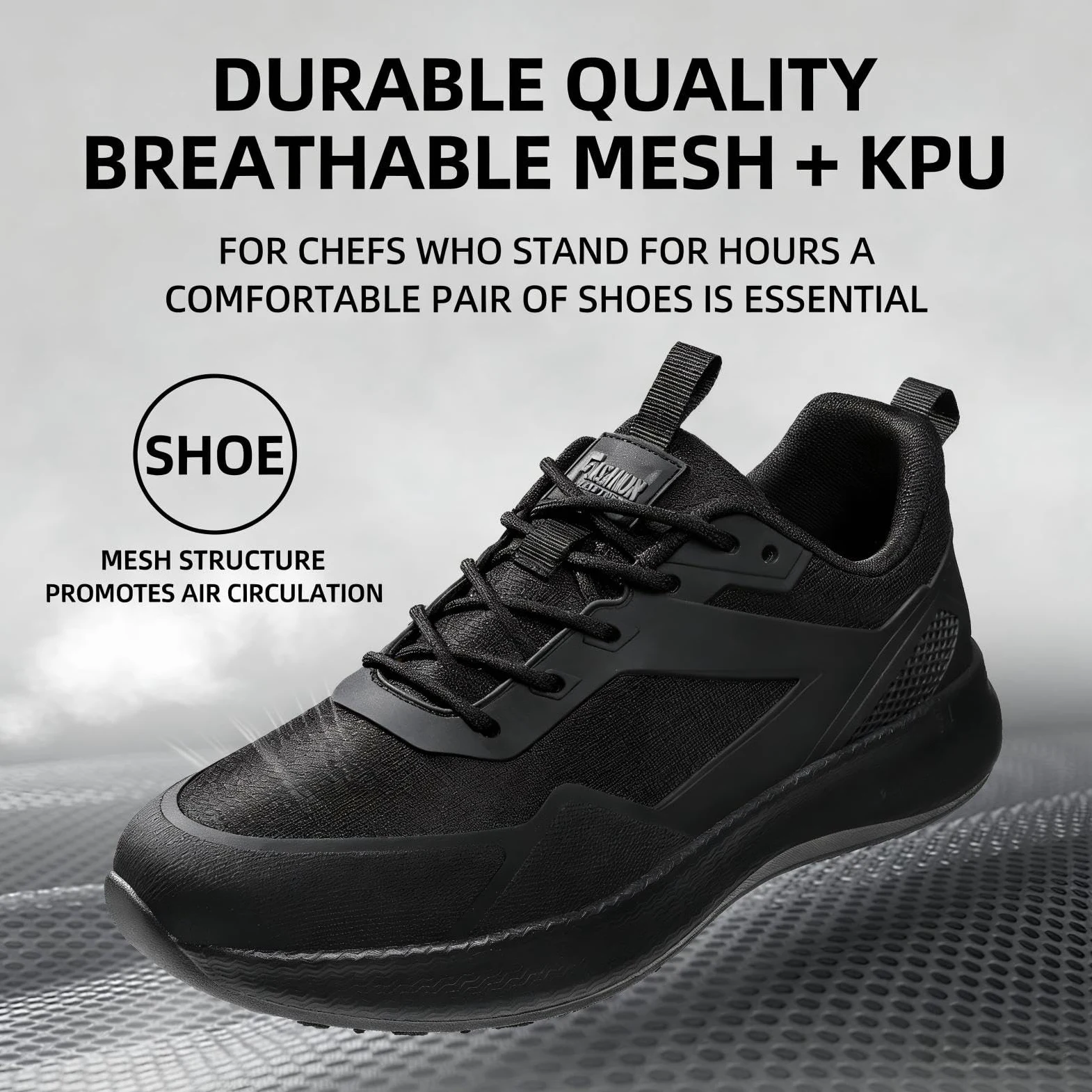 Chaussures de Cuisine Homme imperméables pour Service Alimentaire, Chaussures de Chef pour Restaurant et hôpital, Chaussures Noires