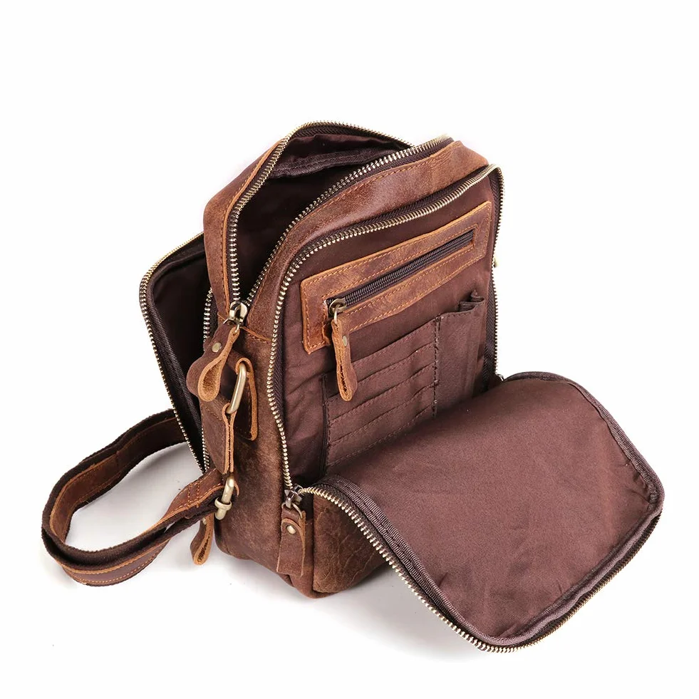 BAIGIO Sac à Bandoulière pour Homme en Cuir véritable, Petit Sacoche Bandoulière, Sac Croisé Vintage, Sacoche Cuir Homme pour Travail, Voyage, Vie Quotidienne