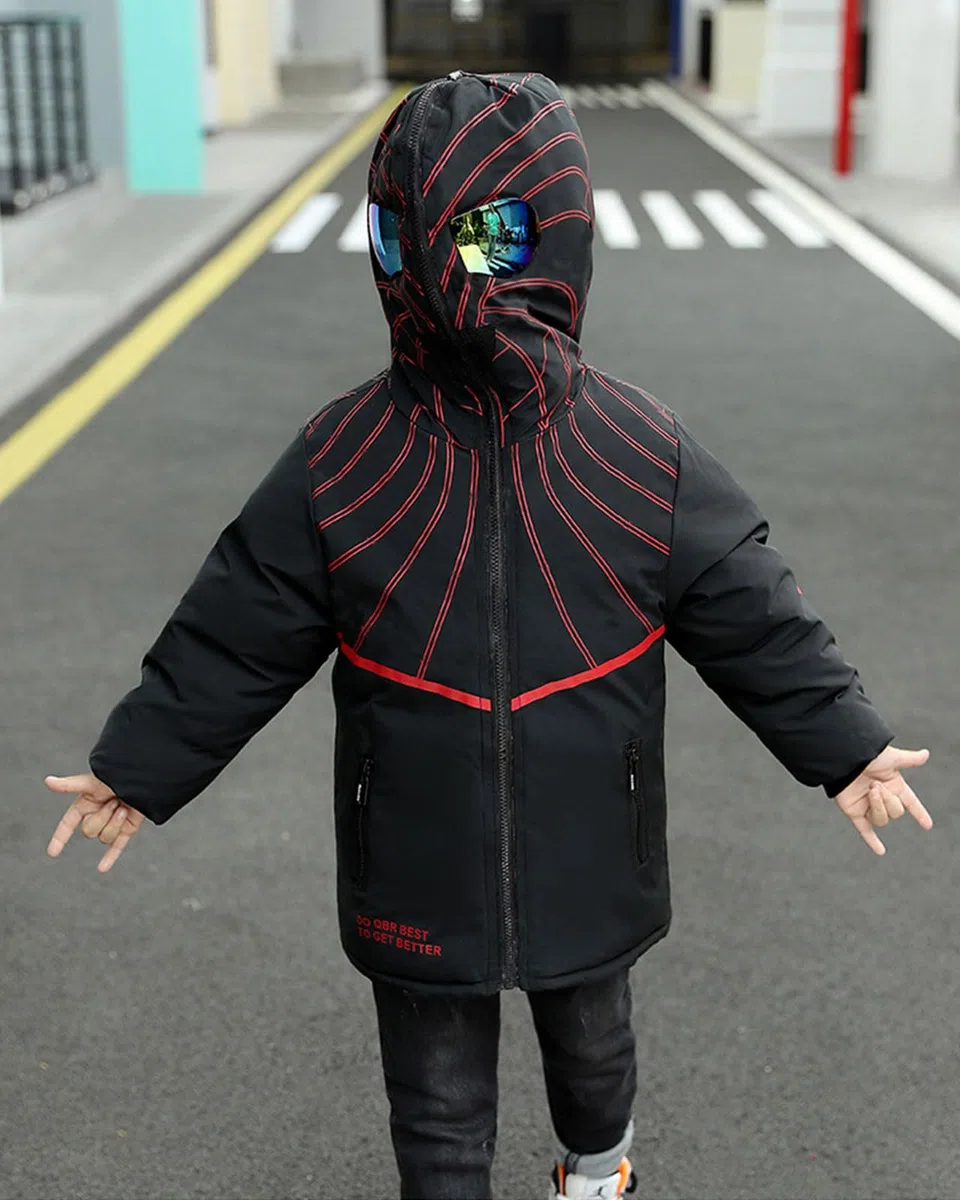 Manteau Hiver Garçon Coupe-Vent Capuche pour Enfant Veste Chaude