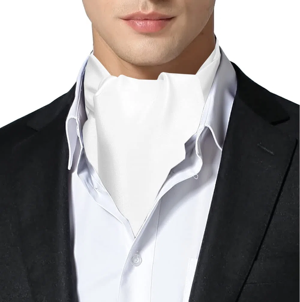Remo Sartori Uni Cravate Ascot Foulard, 100% Soie, doubles-pointées, Fabriqué en Italie, Homme