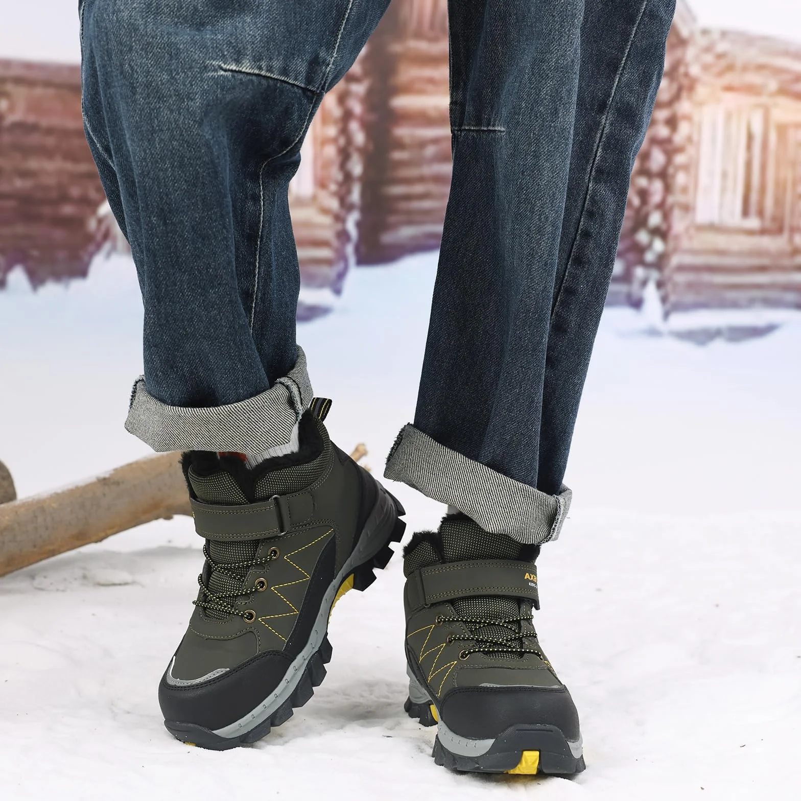 TARELO Bottes de Neige pour Enfants Chaussures de RandonnéE pour GarçOns Bottes d'hiver Chaudes et AntidéRapantes pour Enfants avec Boucle AntidéRapante Pointure 32-39 EU