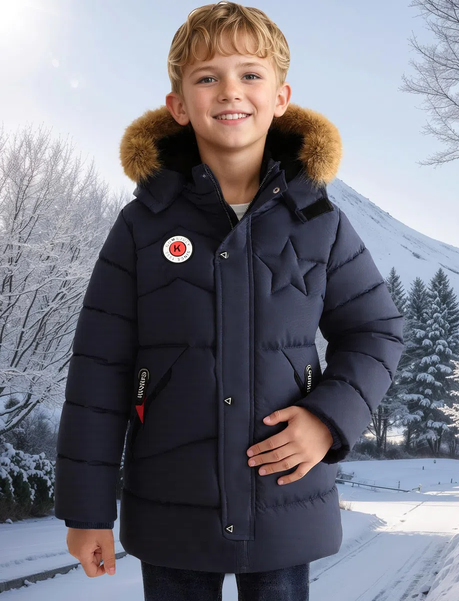 SEAUR Manteaux Enfant Garçon Doudoune Chaud Veste d'hiver Automne Parka Matelassée Doublée avec Capuche Fermeture Éclair 3-10 ans