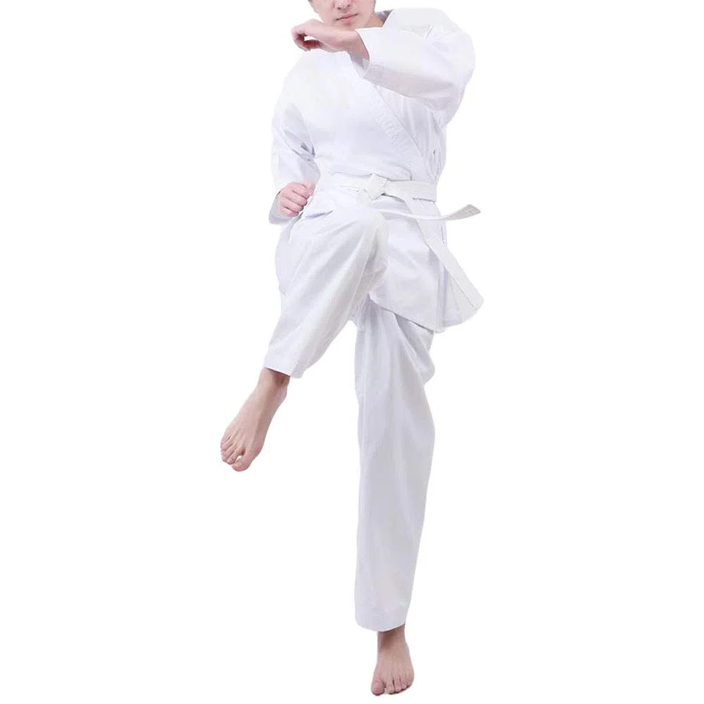 Costume d'uniforme de karaté judo – Arts martiaux Jiu Jitsu Judogi Aikido Keikogi Taekwondo Bando Kung Fu Tenue d'entraînement Ensemble Veste Pantalon Ceinture libre pour hommes, femmes et